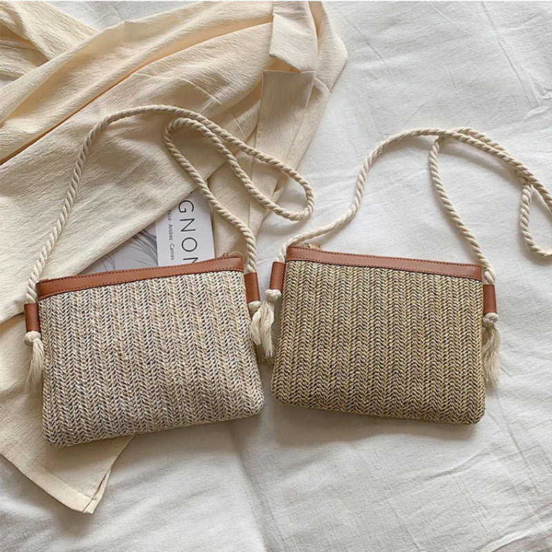 Women's Woven Straw Shoulder Bag Large Capacity Tote Beach Bag