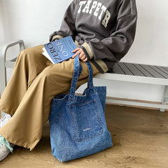 Denim Shopper Totes Large Capacity Shoulder Bag for Women
