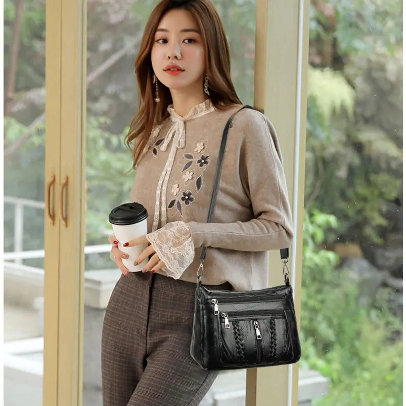 Retro Leather Shoulder Bag for Women