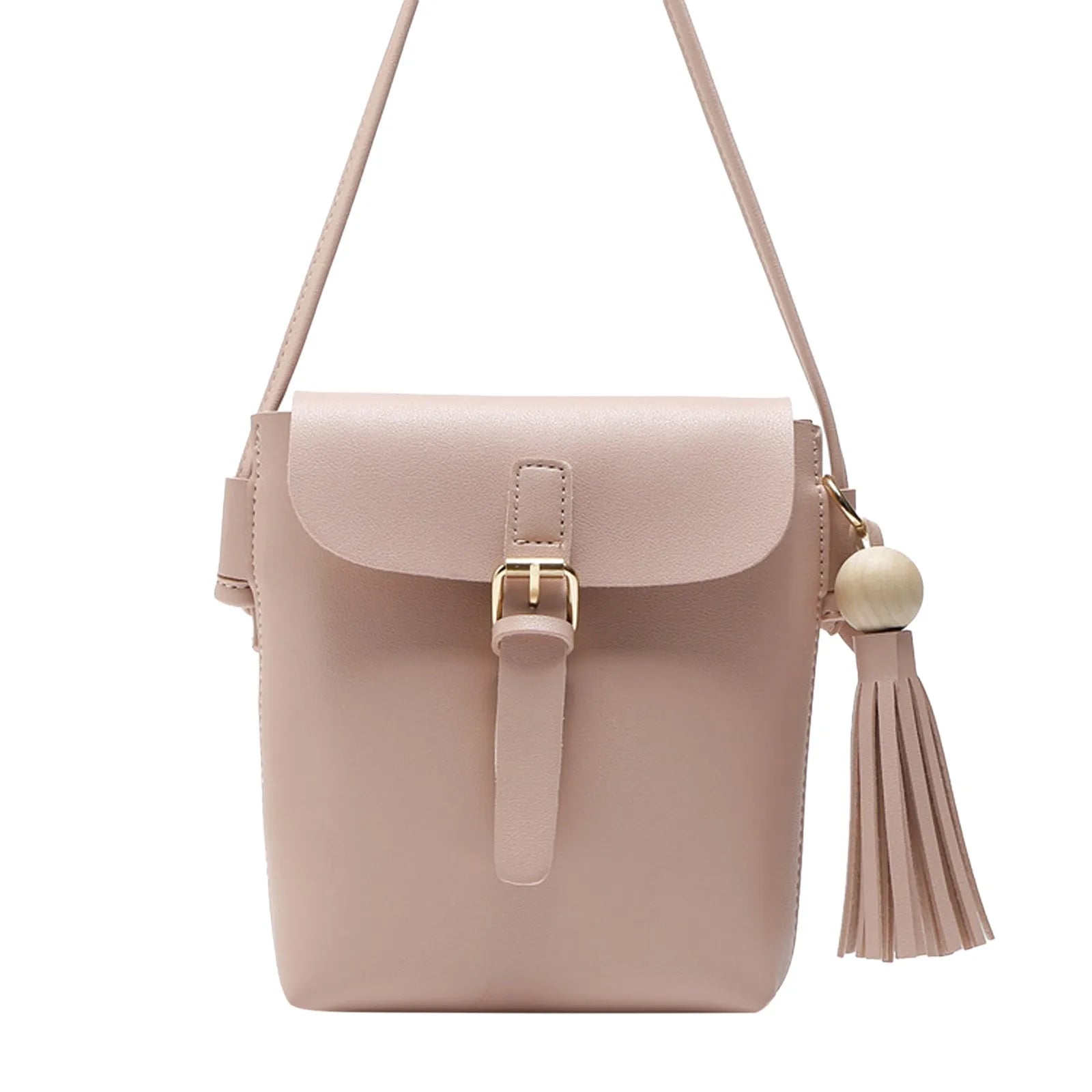 Solid Leather Tassel Shoulder Bag for Women