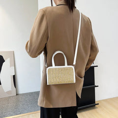 Women's Straw Woven Small Square Bag - Foreign Style Weave