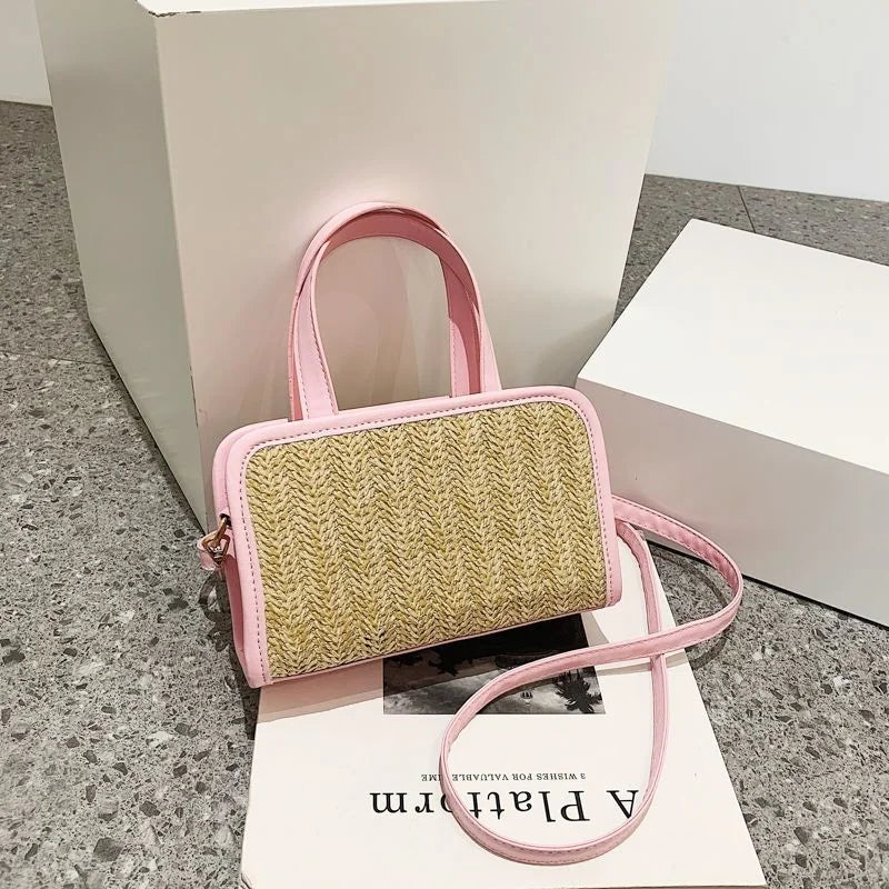 Women's Straw Woven Small Square Bag - Foreign Style Weave