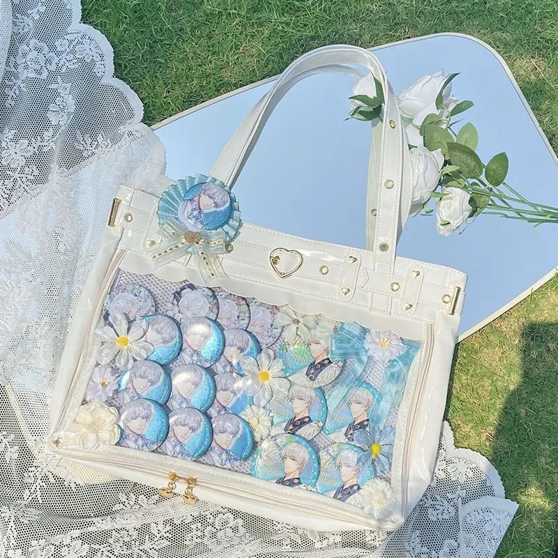 Women's Patent Leather Ita Bag with Visible Window