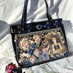 Women's Patent Leather Ita Bag with Visible Window