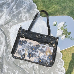 Women's Patent Leather Ita Bag with Visible Window