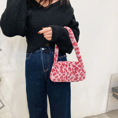 Plush Animal Print Shopper Shoulder Bag