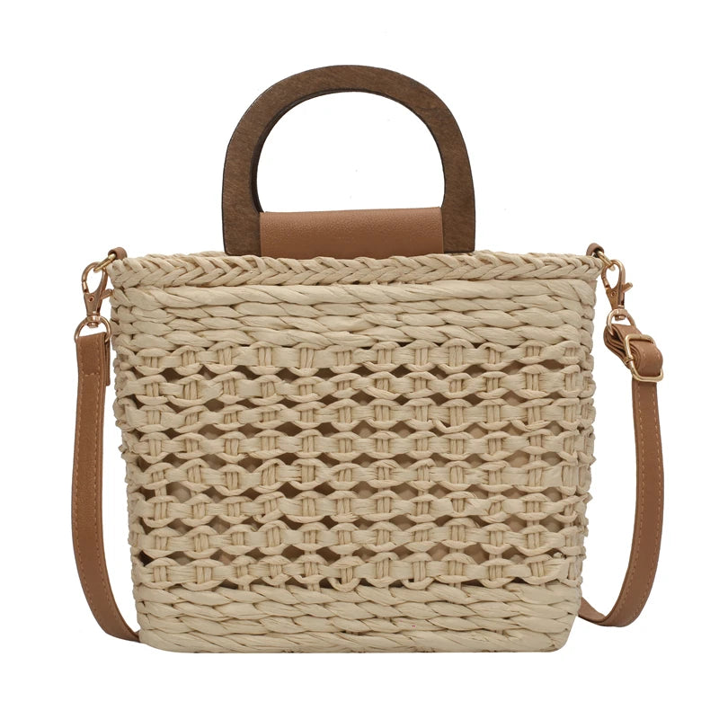 Straw Beach Handbag Shoulder Crossbody Bag Vacation Summer Women's