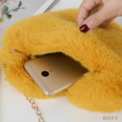 Plush Shopper Purses Female Handbag Mobile Phone Bag