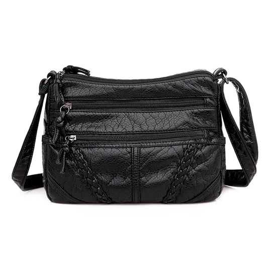 Vintage PU Leather Crossbody Messenger Bag for Women