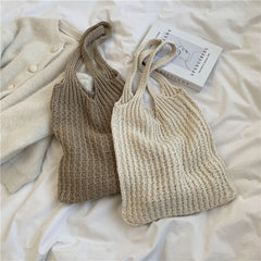 Vintage Woolen Knitting Underarm Tote Bag