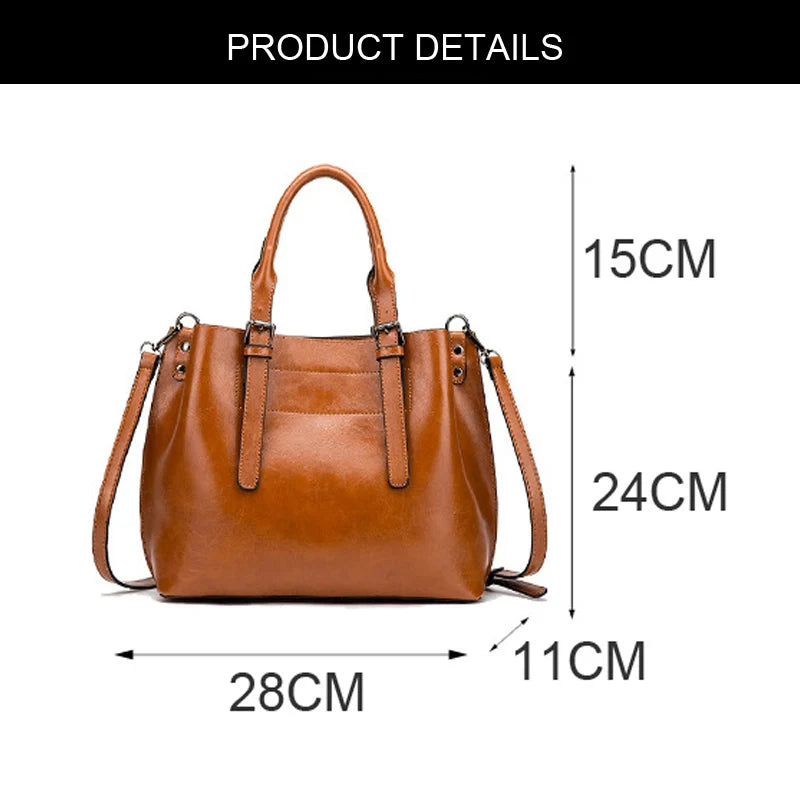 Vintage Leather Shoulder Bag Ladies Handbag Large Capacity