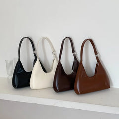 Small PU Leather Shoulder Bag Zip Closure Underarm Bag