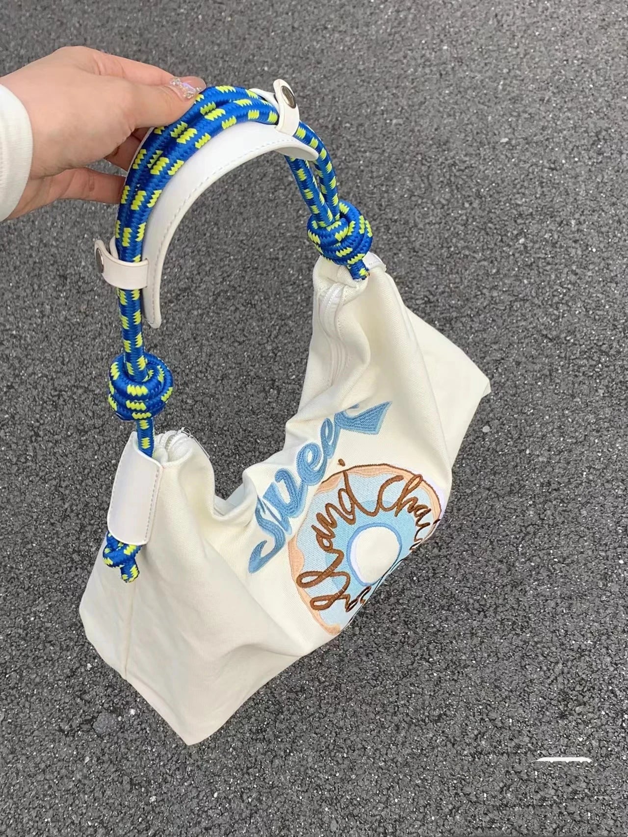 Eco-Friendly Canvas Large Tote Bag Embroidered Shoulder Handbag
