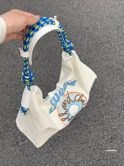 Eco-Friendly Canvas Large Tote Bag Embroidered Shoulder Handbag
