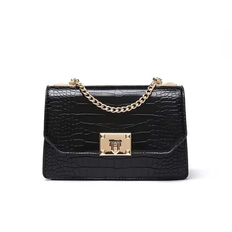 Women's Crocodile Pattern Chain Shoulder Messenger Bag