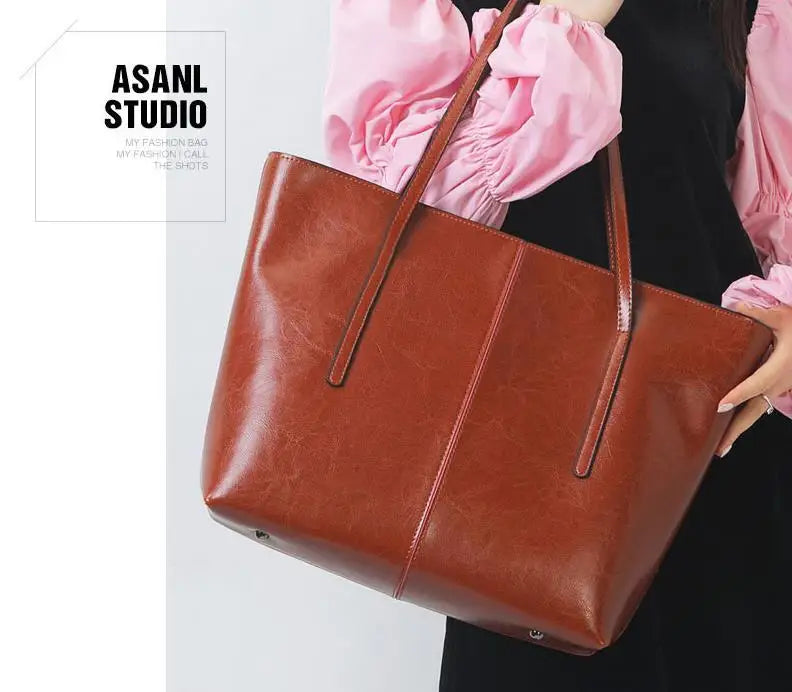 Stylish Women's Large Leather Crossbody Bag