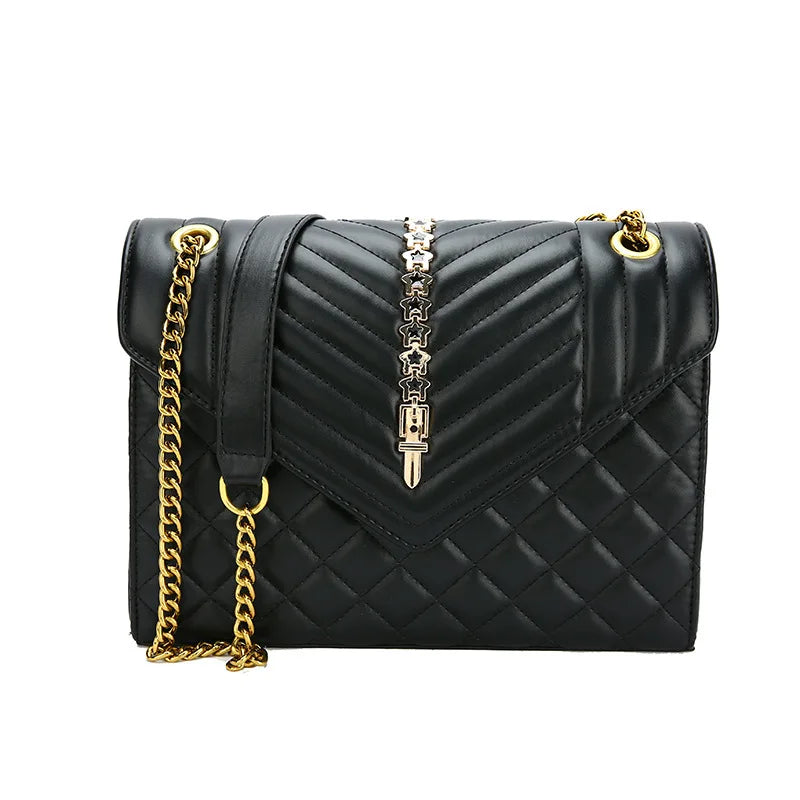 Women's Crossbody Chain Shoulder Bag with Rivet Lingge Top-Texture