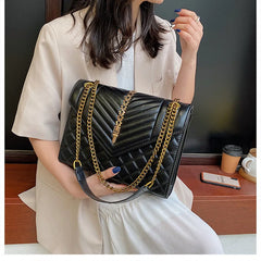 Women's Crossbody Chain Shoulder Bag with Rivet Lingge Top-Texture
