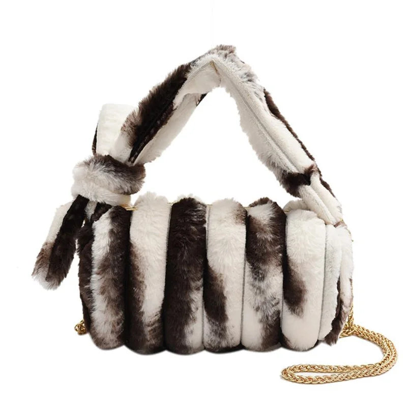 Plush Women's Messenger Bag High Shoulder Totes Chain Bag