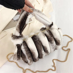 Plush Women's Messenger Bag High Shoulder Totes Chain Bag