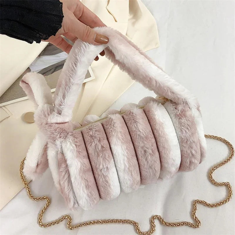 Plush Women's Messenger Bag High Shoulder Totes Chain Bag