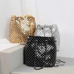 Sequins Chain Woven Evening Clutch Bag Travel Shoulder Handbag