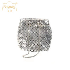 Sequins Chain Woven Evening Clutch Bag Travel Shoulder Handbag