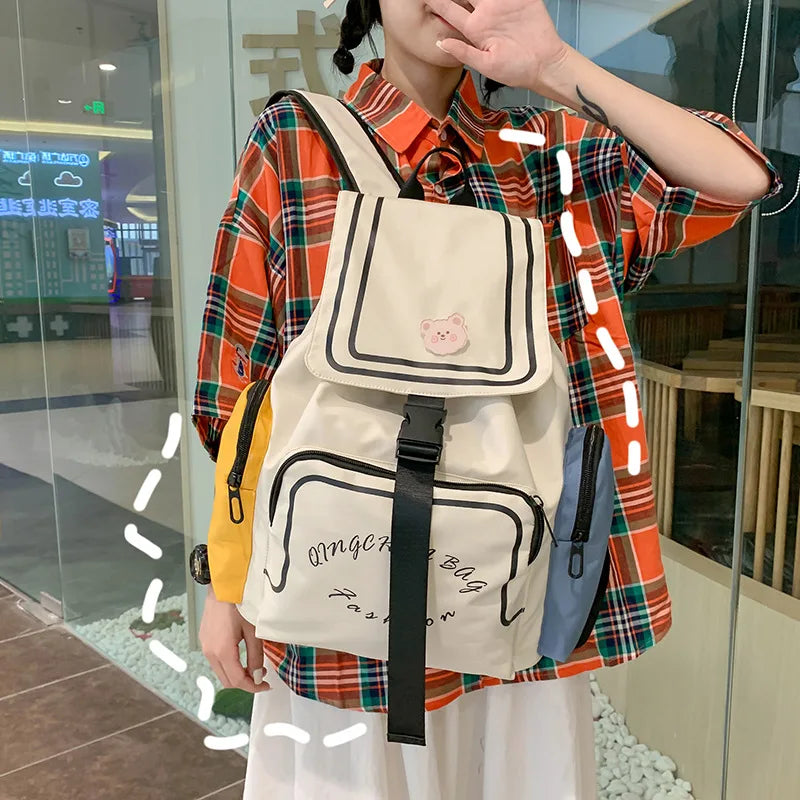 Japanese Canvas Shoulder Bag Large Student Backpack