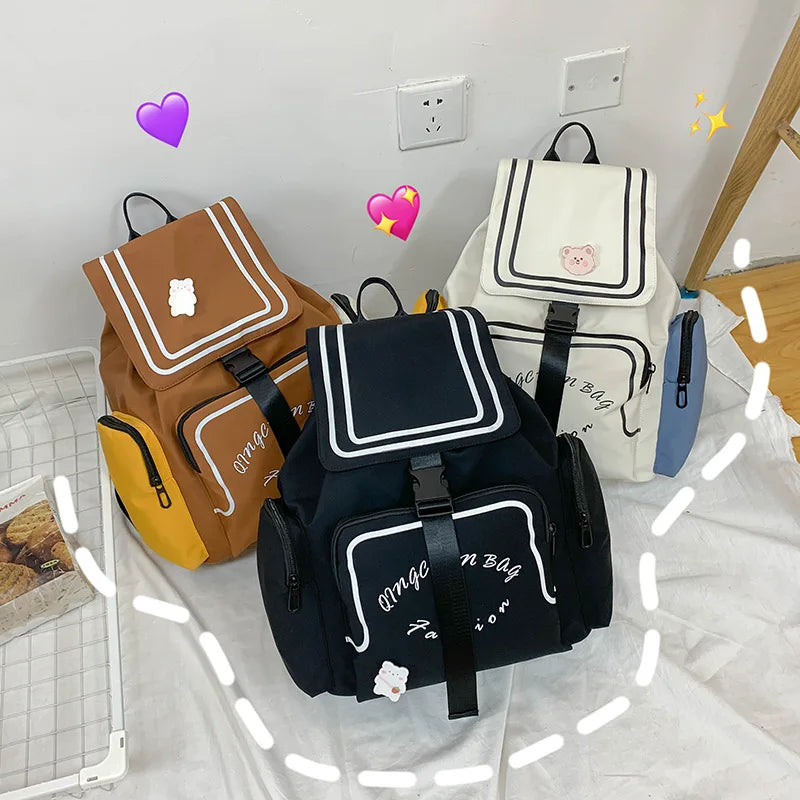 Japanese Canvas Shoulder Bag Large Student Backpack