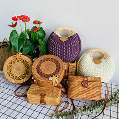 Women's Straw Round Woven Beach Shoulder Bag