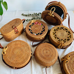 Women's Straw Round Woven Beach Shoulder Bag