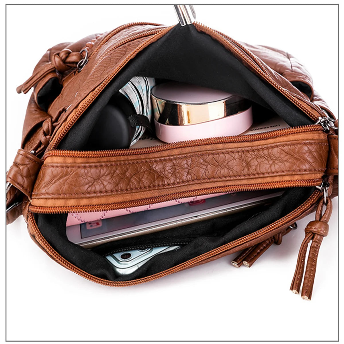 Women's PU Leather Tote Matching-all Shoulder Crossbody Purses Handbags