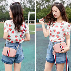 Women's Bee Shoulder/Crossbody Bag Leather Phone Bags Stripe Zipper