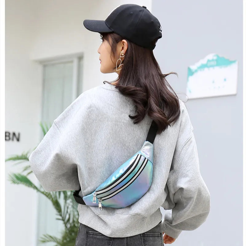 Women's Belt Bag Laser Fanny Pack Holographic Crossbody Waist Bags Purse