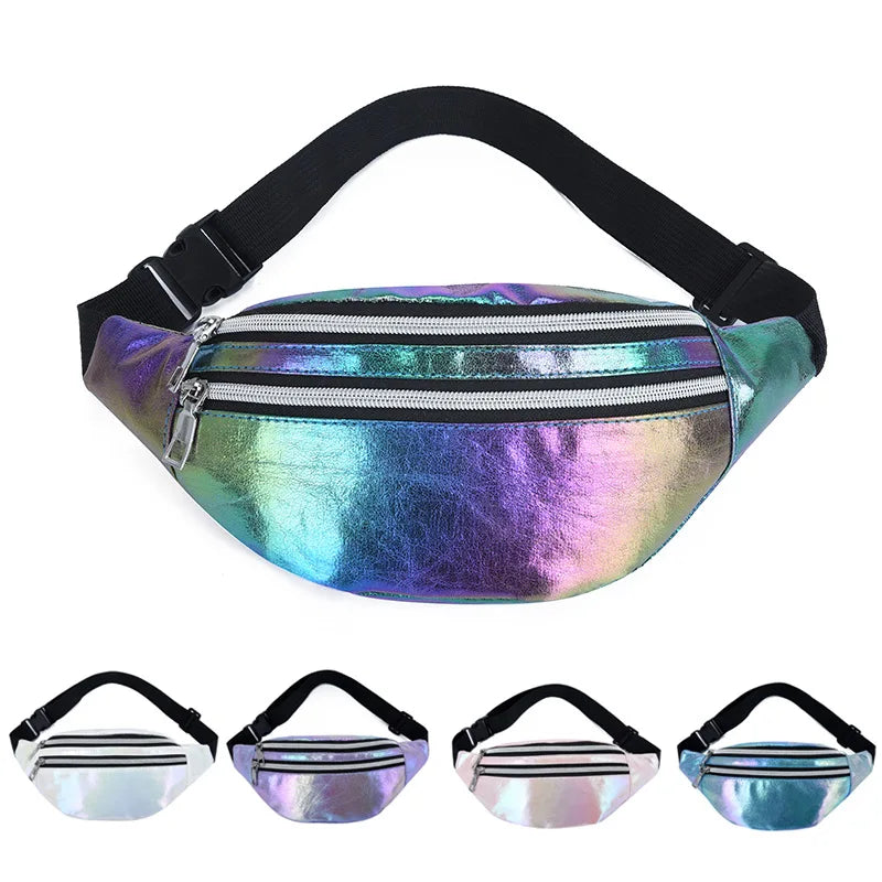 Women's Belt Bag Laser Fanny Pack Holographic Crossbody Waist Bags Purse