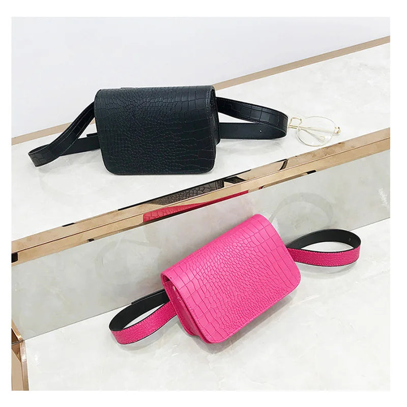 Women's Crocodile Pattern Waist Bag Hip Fanny Pack