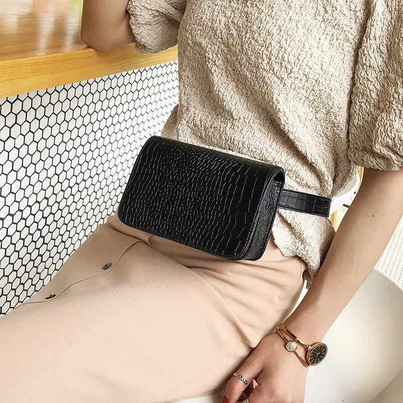Women's Crocodile Pattern Waist Bag Hip Fanny Pack