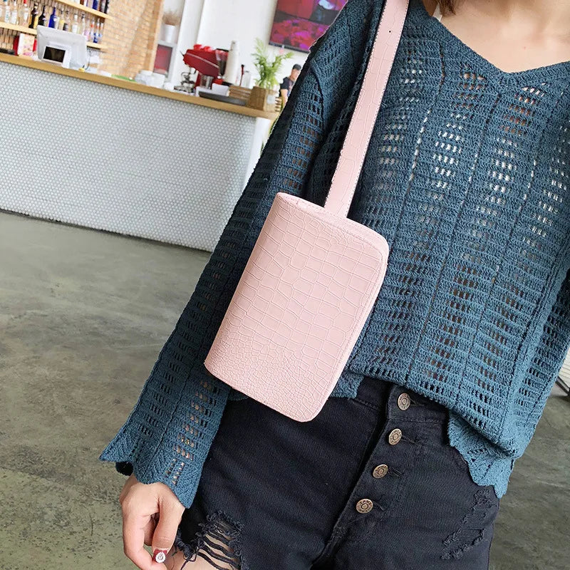Women's Crocodile Pattern Waist Bag Hip Fanny Pack