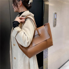 Women's High PU Leather Shoulder Bag Large Capacity Hand Bag