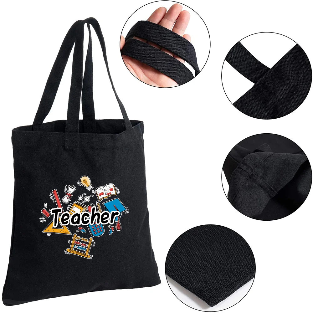 Teacher Pattern Canvas Shoulder Bag - Large-capacity Handbag