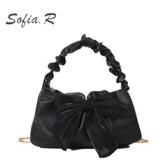 Women's Bowknot Handbag Spring Bowknot Chain Small Hand Bag