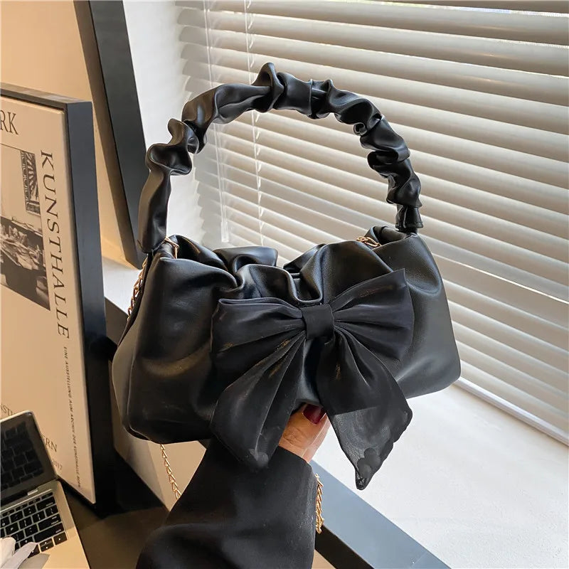 Women's Bowknot Handbag Spring Bowknot Chain Small Hand Bag