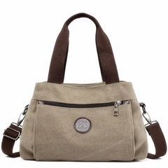 Women's Canvas Tote Solid Messenger Bag Large Capacity Casual Handbag