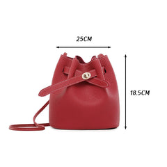 Women's Bucket PU Leather Shoulder Bag Hasp Crossbody Bag