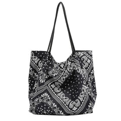Women's Canvas Bag Stitching Pattern Handbag Large Capacity