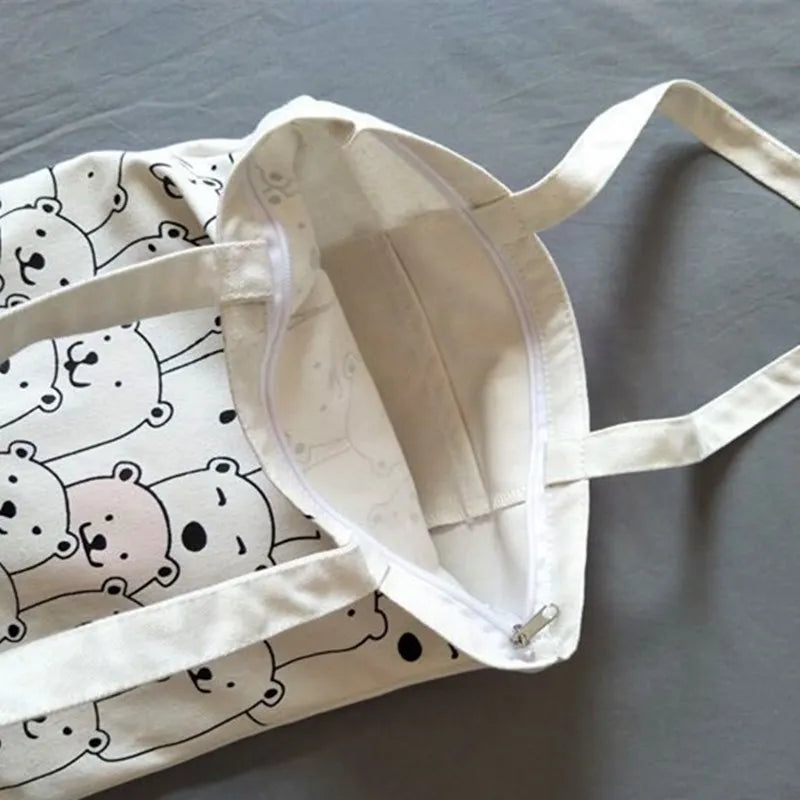 Women's Canvas Art Bag Shoulder Bag Bear Bag
