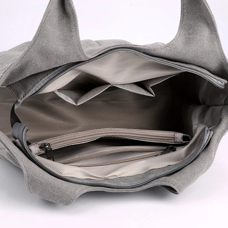 Canvas Tote Handbag Large Capacity Travel Shoulder Bag