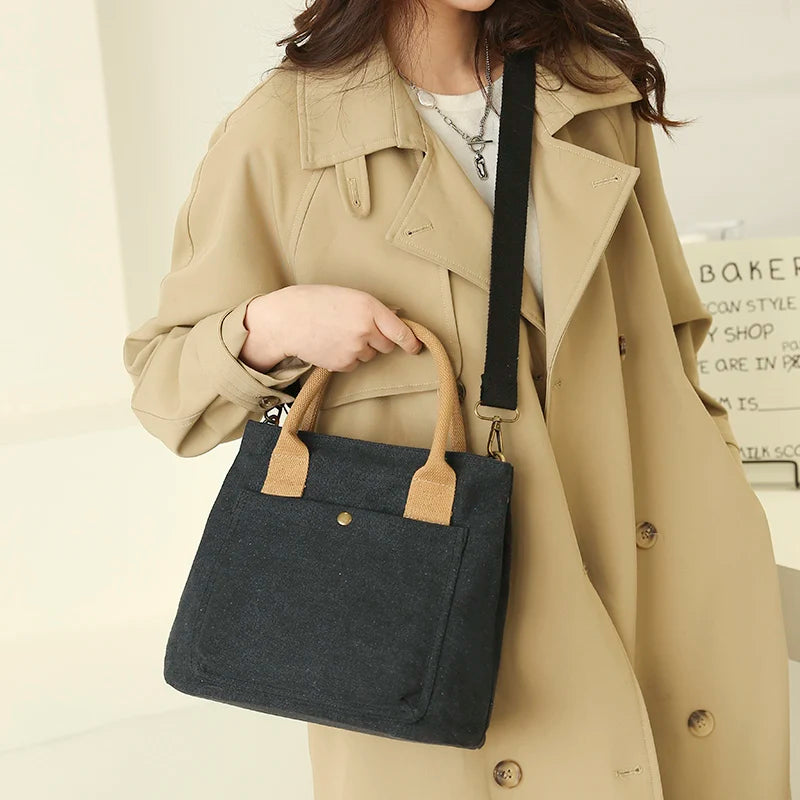 Women's Canvas Tote Handbag Large Capacity Travel Shoulder Bag