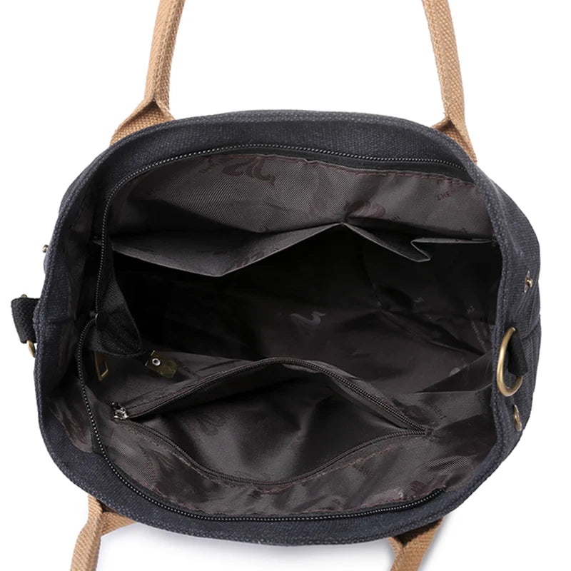 Women's Canvas Tote Handbag Large Capacity Travel Shoulder Bag