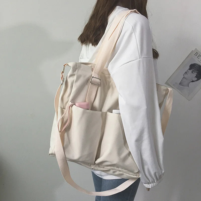 Women's Canvas Bag Large Capacity School Messenger Shoulder Bag